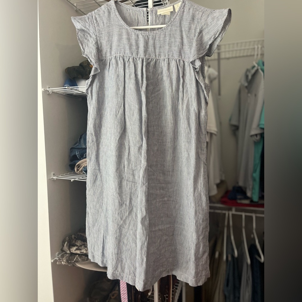 Cynthia Rowley small blue and white striped linen dress